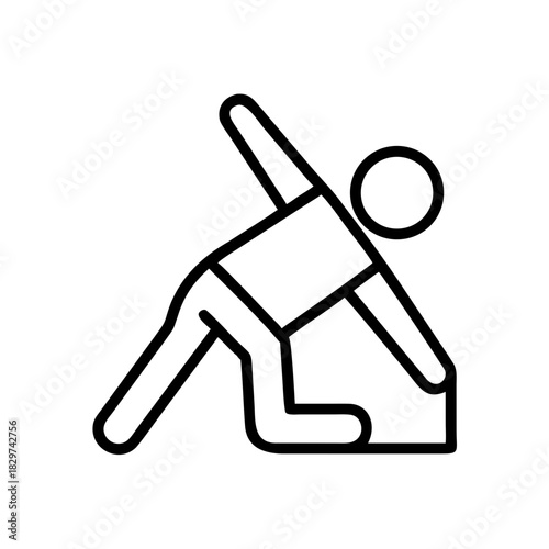 Stick figure doing a side stretch exercise for daily routine  