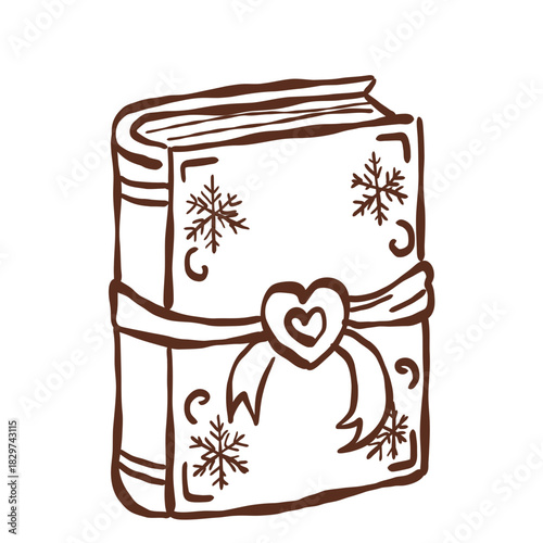 Enchanted winter storybook wrapped in a heart ribbon with snowflake details perfect for cozy castle tales and magical holiday moments