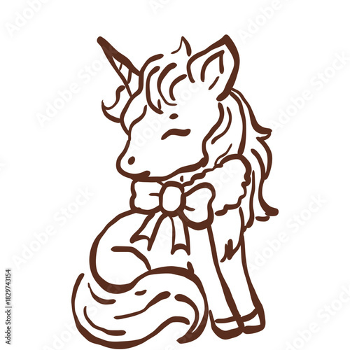 Elegant winter unicorn with flowing mane cozy bow and gentle fairytale charm for magical castlecore scenes