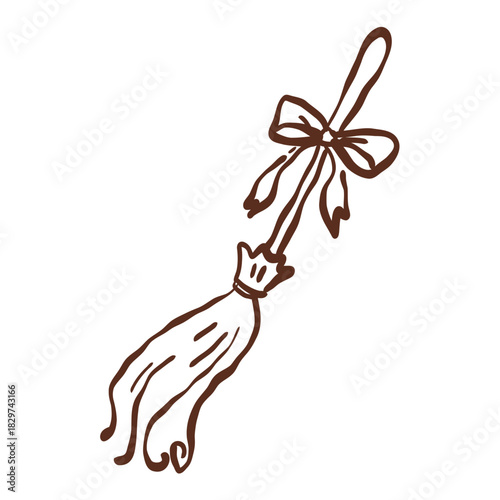 Enchanted Winter Broom Sweeping Sparkling Snow Trails for a Cozy Castle Magic Evening Journey