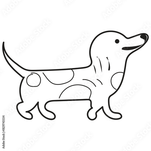 Simple hand drawn outline of a fluffy cat standing with a bushy tail