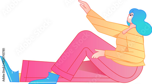 Human figure sitting pose, vector flat gradient illustration from the internet
