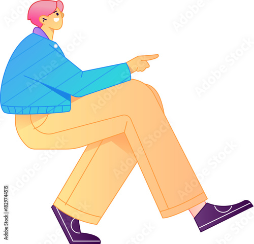Human figure sitting pose, vector flat gradient illustration from the internet

