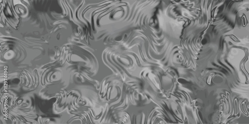 A monochromatic abstract pattern resembling flowing liquid metal or swirling organic forms in shades of grey, with smooth curves and reflective highlights creating a dynamic and fluid visual texture