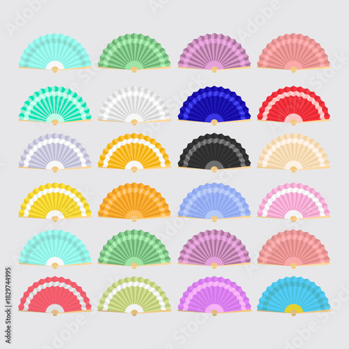 Vibrant Collection of Traditional Folding Hand Fans