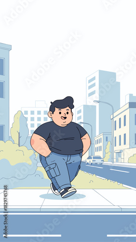 Man Walking in the City Urban Illustration