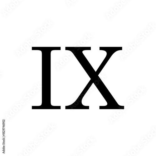 Roman Numeral IX Symbol.