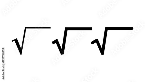 Three Square Root Symbols Mathematical Concept Illustration.
