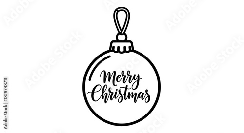 Black and white Christmas ornament with the words Merry Christmas written on it.