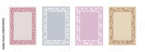 総柄フレームセット（長方形）さくらんぼ／ぶどう／イチゴ／ツタ