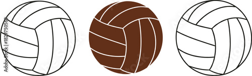 Volleyball Sport Ball Set Outline and Color Vector