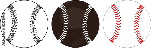 Baseball Sport Ball Different Style Vector Set