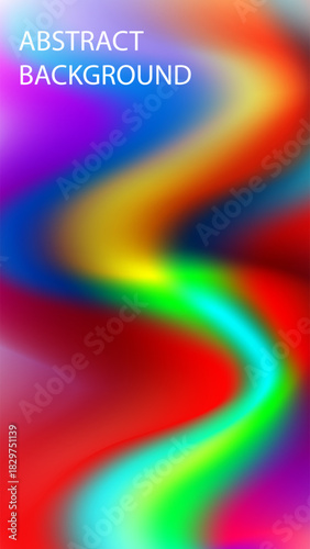 Abstract fluid and dynamic background vertical swirl of vibrant gradient colors of red, orange, yellow, green, blue, and purple