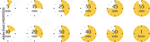 Timer, clock, stopwatch isolated set icons. Countdown timer symbol icon. Vector illustration	