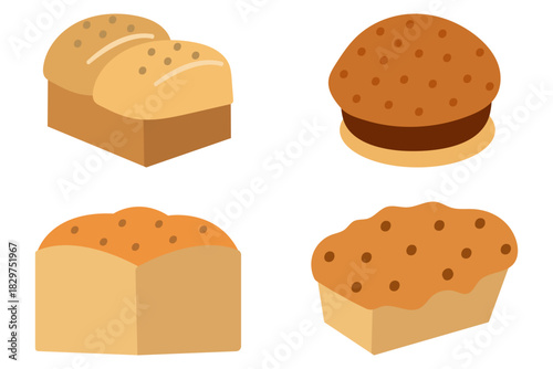 Delicious Various Breads Food Illustration