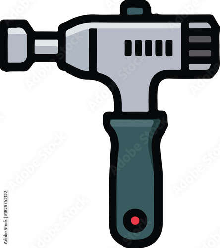 Vector reflex hammer icon in grey tones for medical and healthcare related examinations.