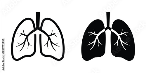 Human lungs icons on white background