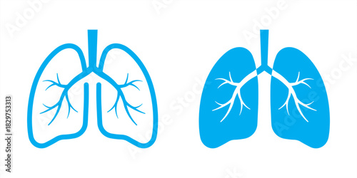 Human lungs icons on white background