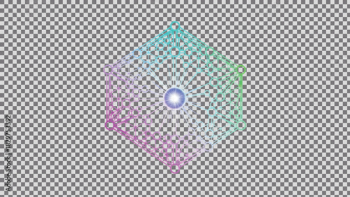 Abstract Glowing Hexagon Icon: Data Storage, Blockchain, and Geometric Technology.