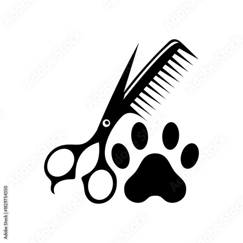 Template of a symbol of an animal being shaved. Vector Illustration