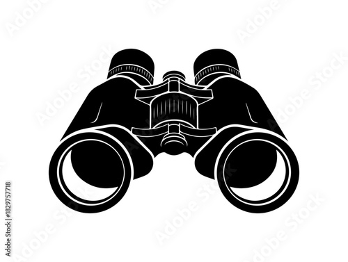 Sleek binoculars icon ready for adventure, exploration, and discovery in crisp vector design