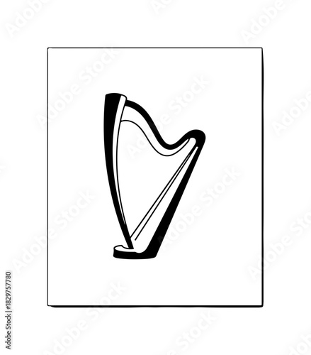 Elegant harp illustration evokes serenity and musicality perfect for branding or artistic projects