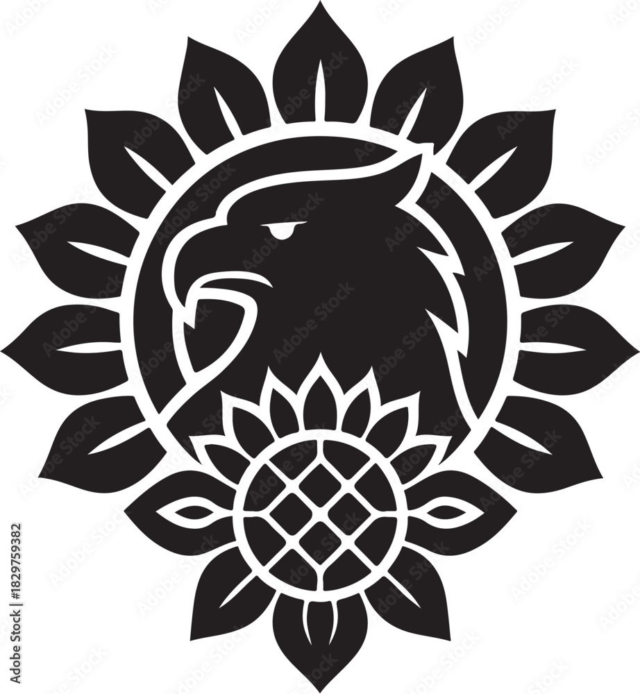 Obraz premium Sunflower Eagle Crest Royal Petal Helm.eps