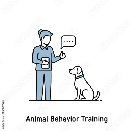 Dog Training Silhouette – Woman Teaching Dog Command Vector Illustration