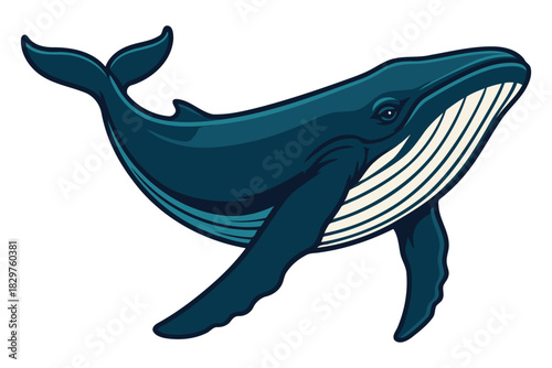 Majestic blue whale illustration depicting the immense scale and grace of the ocean s largest mammal in a dynamic pose