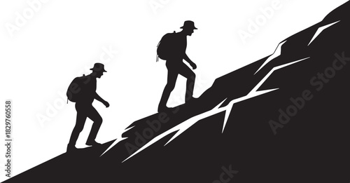 Mountain Climbing Silhouette Adventure Scene