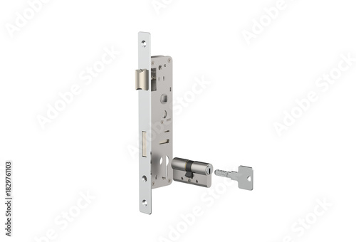 Narrow lock 30 with lock cylinder with white background