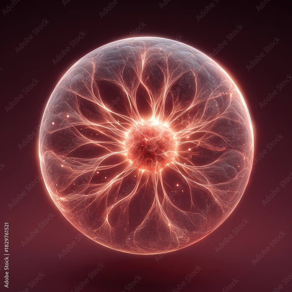 Obraz premium Abstract Energy Sphere: A captivating, glowing orb of concentrated energy pulsating with intricate patterns, suggesting the power and mysteries of the universe.