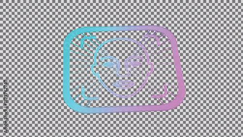 Gradient Biometric Face Icon: Identity Verification & Profile Recognition System.