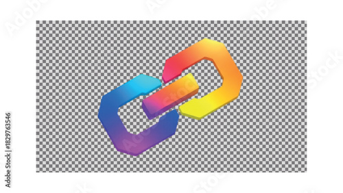 Vibrant 3D Chain Link Icon - Gradient Connection Symbol.