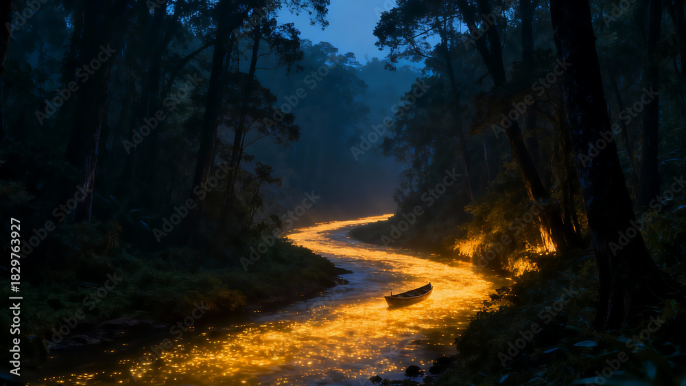 Obraz premium sunset in forest
