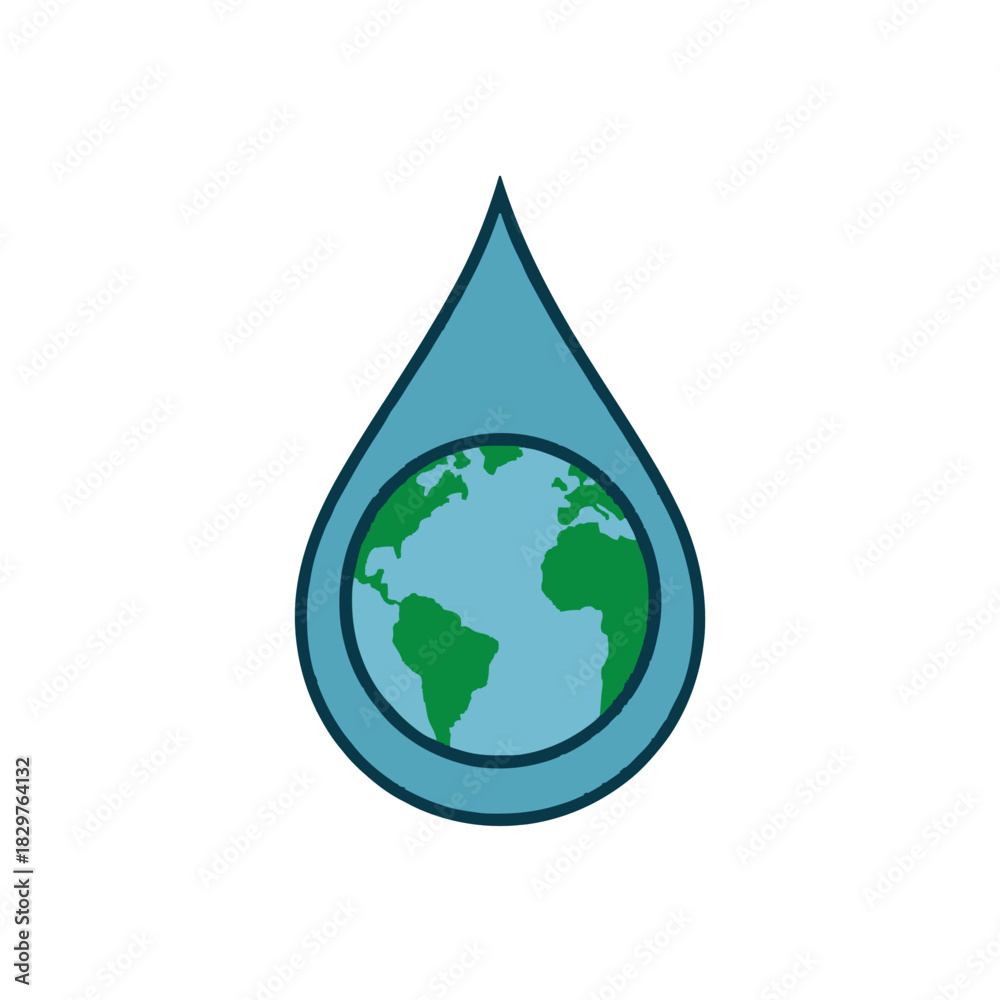Obraz premium Earth inside a water drop, Save our planet icon