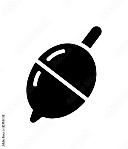 Stylized black fishing float icon, perfect for angling guides or tackle shop brand designs