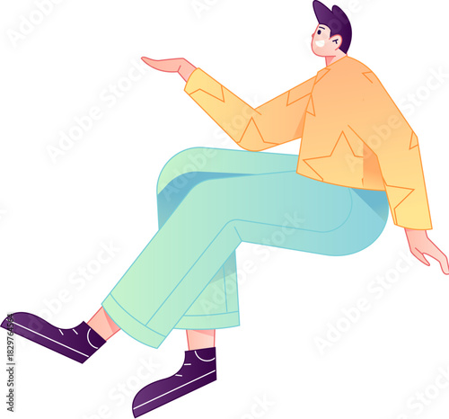 Human figure sitting pose, vector flat gradient illustration from the internet
