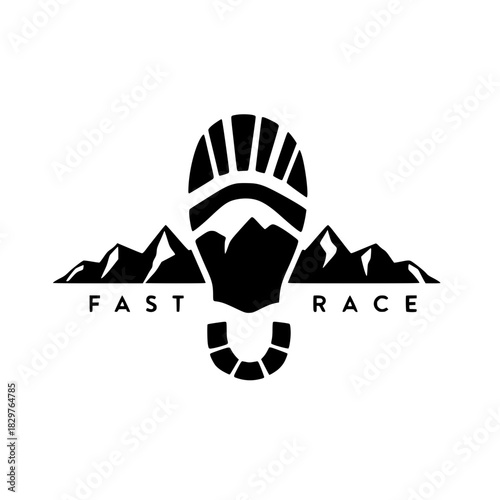 Fast race shoe print with mountain design element