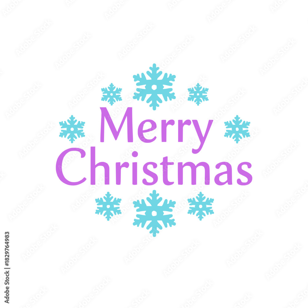 Naklejka premium Joyful Merry Christmas message with snowflake accents