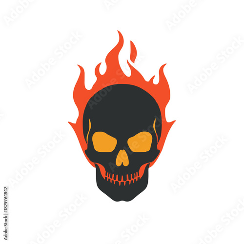 Skull ablaze Halloween horror design illustration