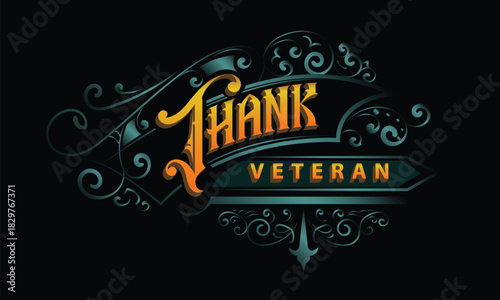 THANK VETERAN lettering custom style design