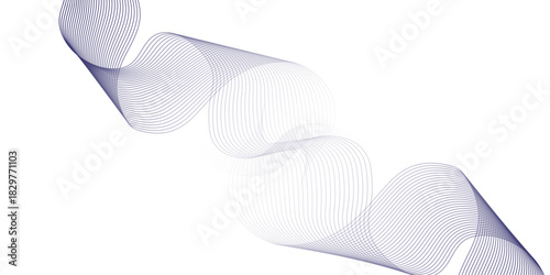 Abstract colorful wavy stripes on white background isolated, minimalistic geometric background with blue gradient wavy lines form spiral ribbon. Graphic design template banner, vector illustrator.