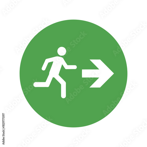 Green emergency exit sign pictogram   running man directional icon Vector
