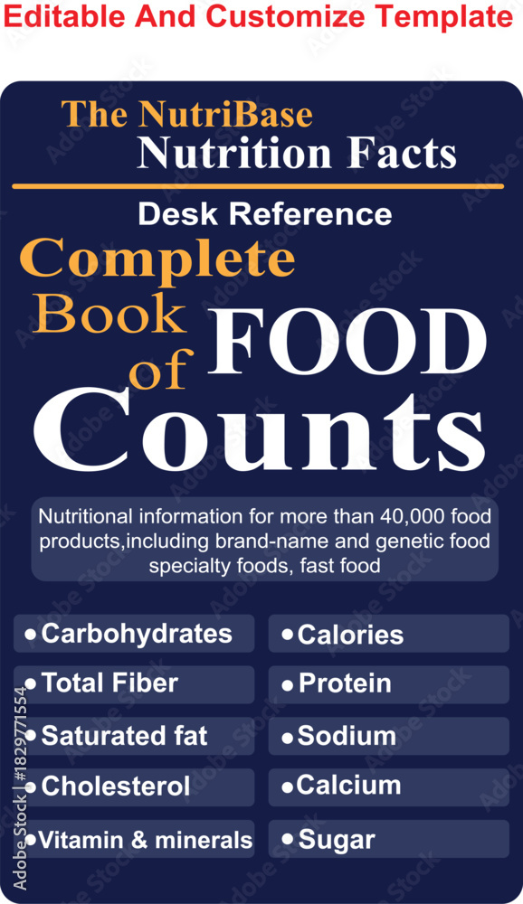 Obraz premium Nutrition facts, supplement facts, nutrition template design, editable nutrition facts design, food packaging and product information, vitamin facts template design. 