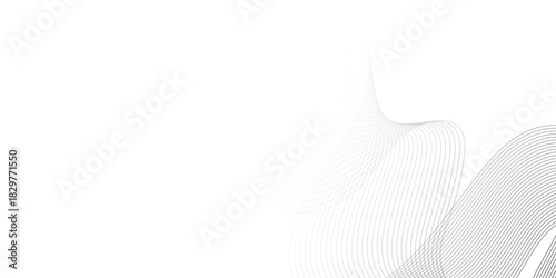 Abstract colorful wavy stripes on white background isolated, minimalistic geometric background with grey gradient wavy lines form spiral ribbon. Graphic design template banner, vector illustrator.