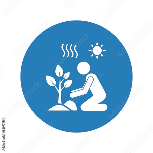 Tree planting icon for environmental sustainability & growth Vector