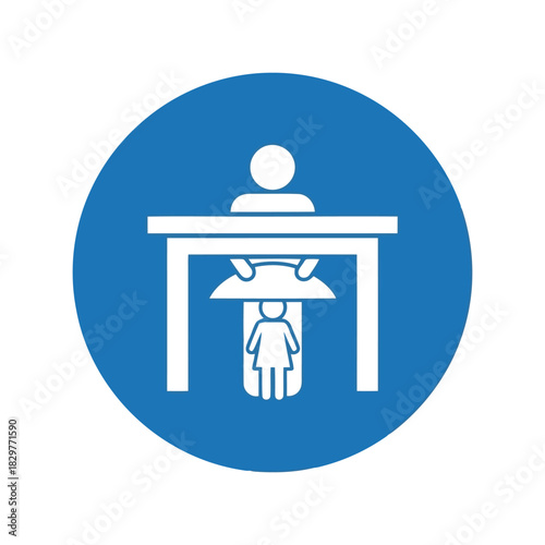 Customer service desk icon with child interaction Vector