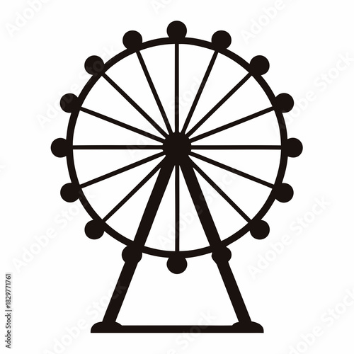 Silhouette of a Ferris wheel with capsules, on a white background