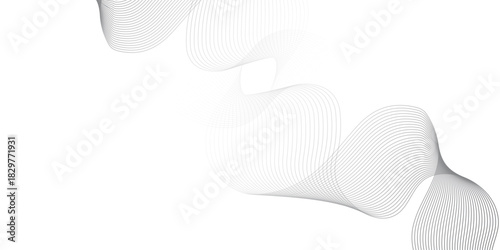 Abstract colorful wavy stripes on white background isolated, minimalistic geometric background with grey gradient wavy lines form spiral ribbon. Graphic design template banner, vector illustrator.